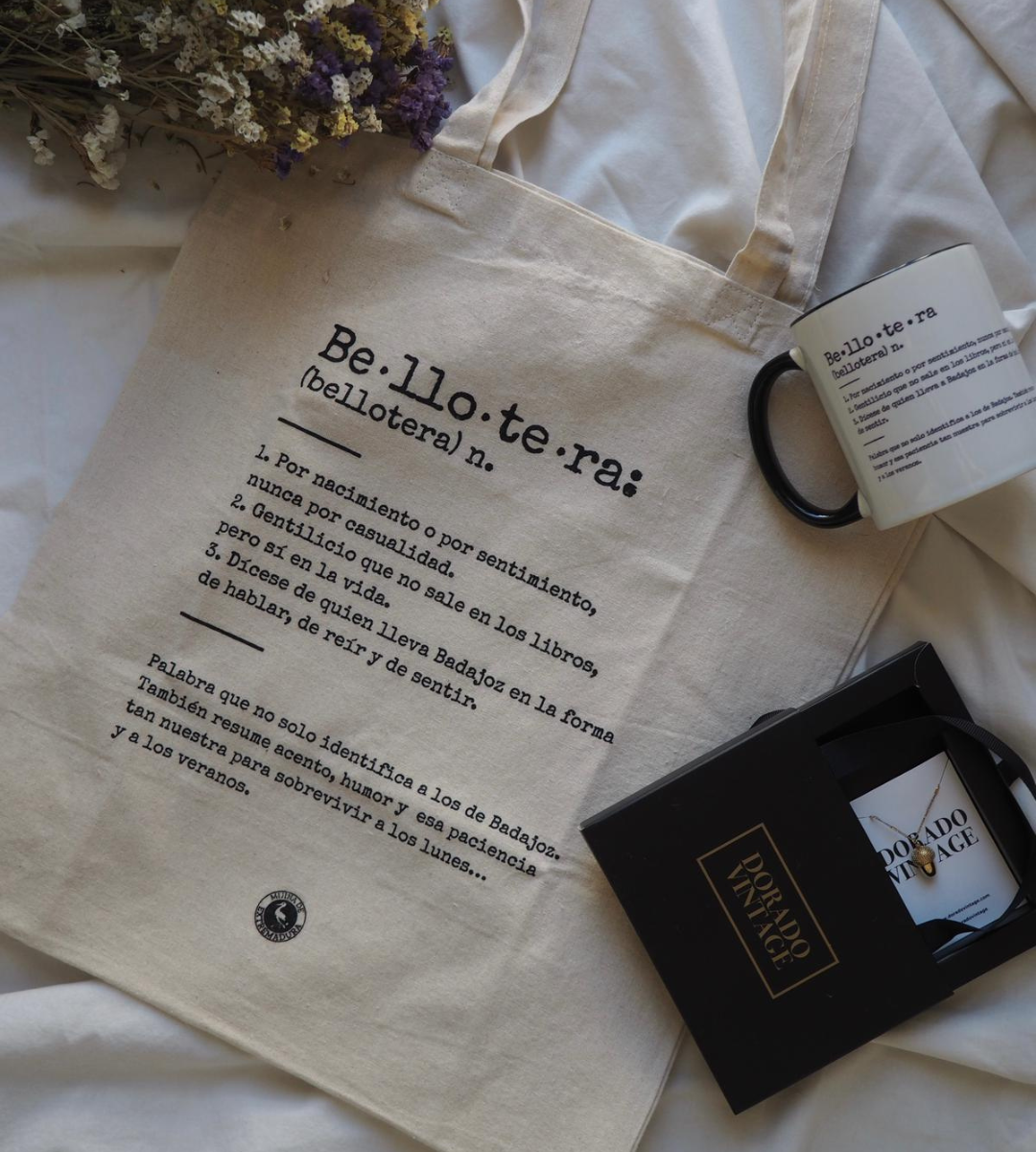 Pack Collar Bellotera + Tote Bag + Taza // Colaboración Dorado Vintage