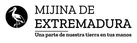 Versión horizontal del logotipo de Mijina de Extremadura con fondo transparente, adecuada para cabeceras y documentos digitales.