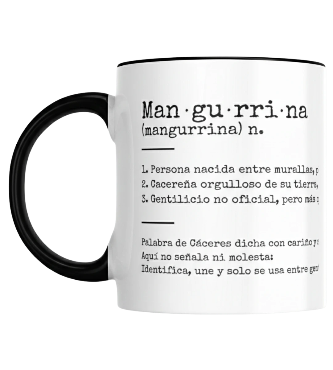 Imagen de la taza con frase en mangurrina de Mijina sobre mesa con fondo cálido, transmitiendo un ambiente cercano y familiar.