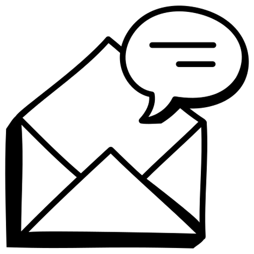 Ilustración del apartado de contacto con icono de formulario y correo electrónico, utilizada para guiar al usuario hacia la comunicación.