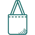 Icono verde que representa una totebag o bolsa de tela de Mijina, usado como identificador rápido de esta categoría de productos.
