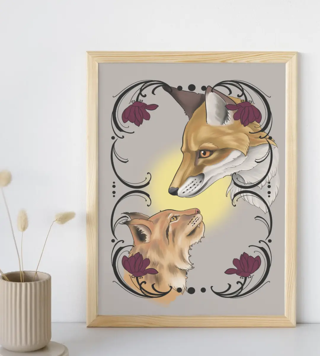 Lámina ilustrada Extremadura tierra de fauna diseñada por Mijina en vista general sobre fondo neutro, mostrando toda la composición.