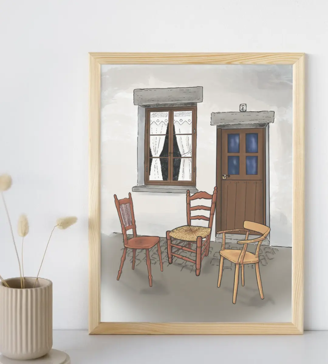 Lámina ilustrada Extremadura tierra de pueblos diseñada por Mijina en vista general sobre fondo neutro, mostrando todo el mapa temático.