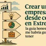 Imagen de cabecera del contenido sobre cómo crear una empresa desde cero en Extremadura, diseñada por Mijina con estilo ilustrado.